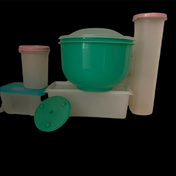 11 eleven piece vintage Tupperware set bowls, containers, lids clear - Picture 1 of 12